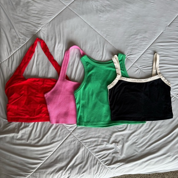 SHEIN Vibrant Crop Top Tanks Halter Adjustable Red, Pink, Green, Black Bundle - Picture 1 of 7